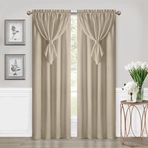 63" Rod Pocket Panel with Attached Valance All-In-One Neutral Texture Home